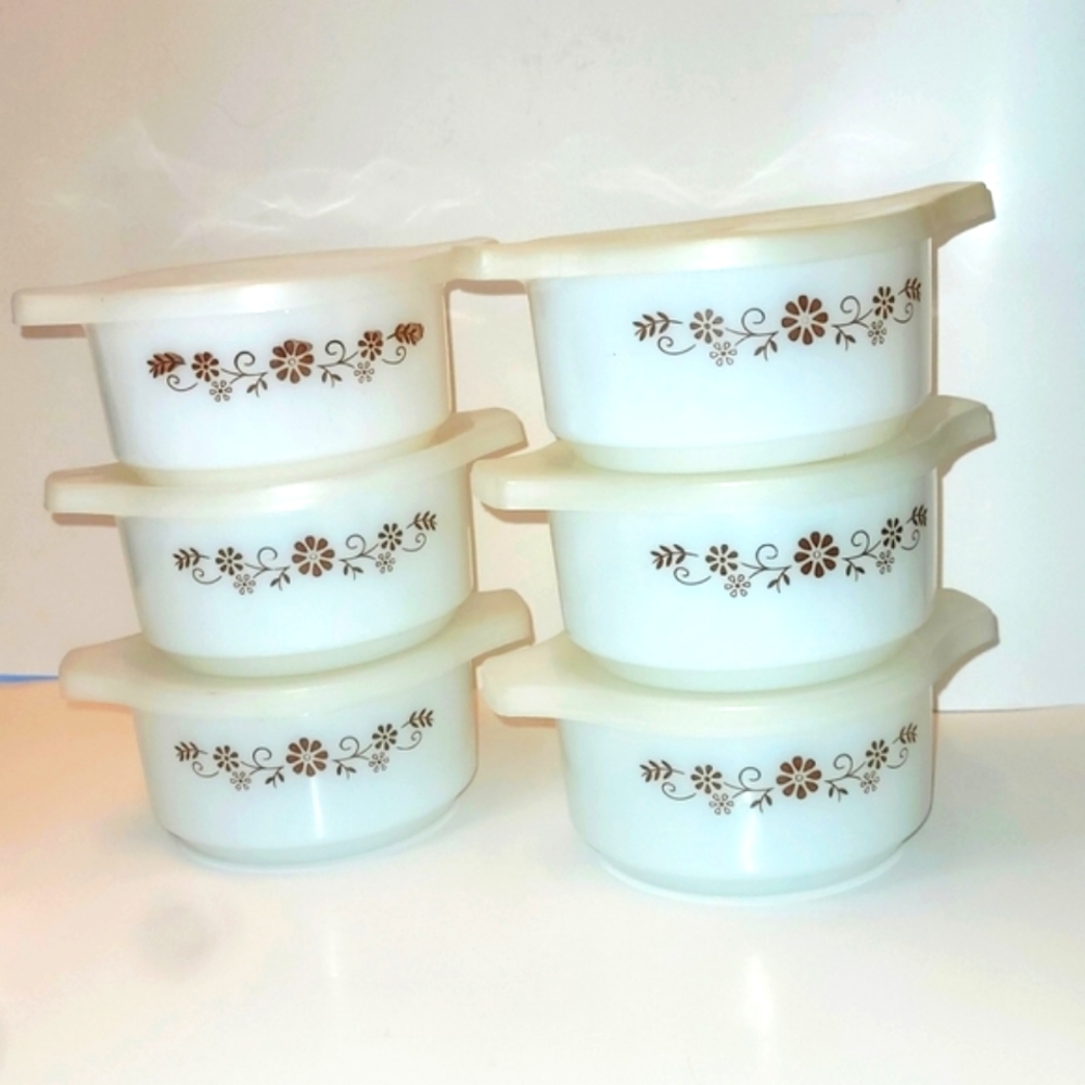 Vintage 1950s Dynaware Pyr-O-Rey Set of Daisy Bowls Dishes